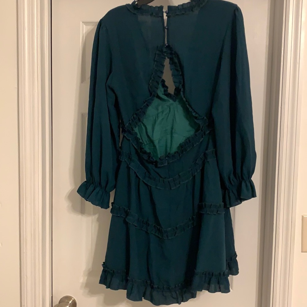 Dark green dress with ruffles